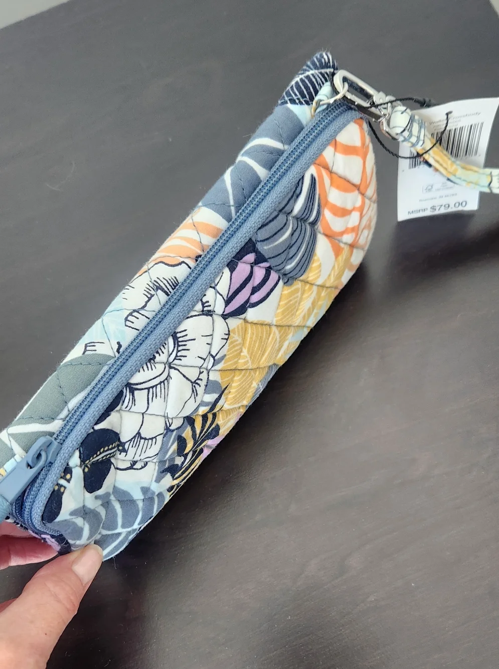 Vera Bradley Palm Floral RFID Wallet Crossbody - Navy, Light Blue, Yellow, White - Picture 6 of 6